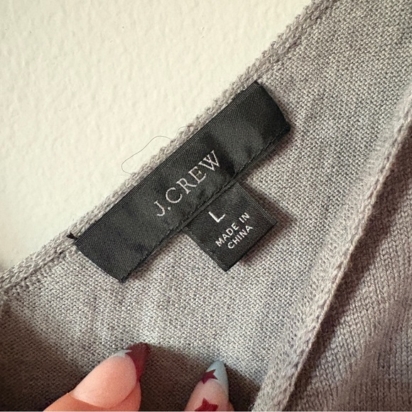 J.Crew Merino Wool Gray Slip knit Sweater Dress Large - Picture 4 of 6